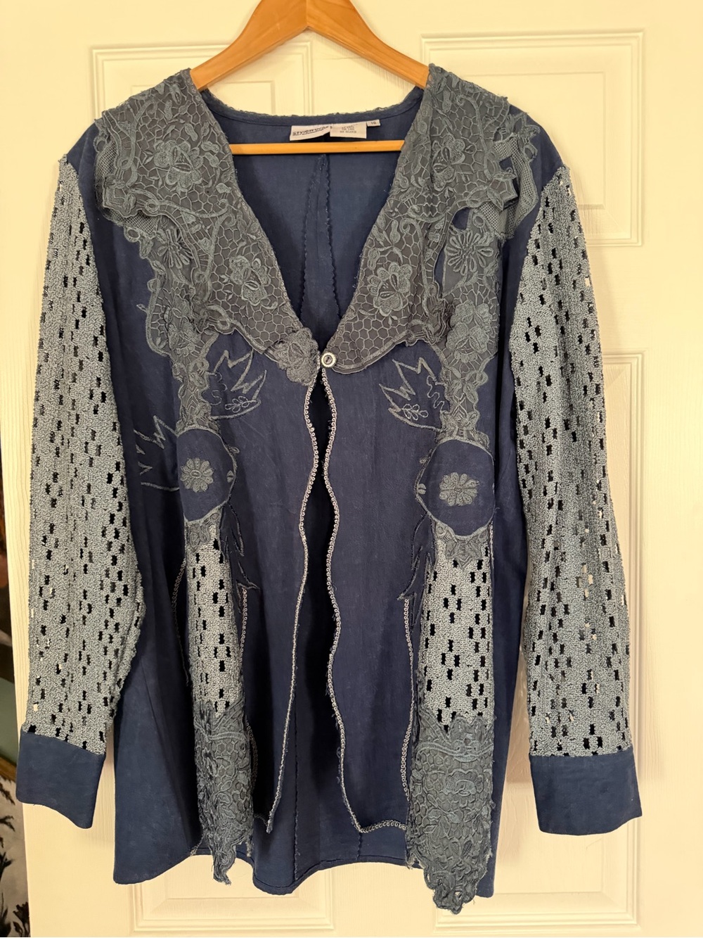 Newport News Navy Lace-Front Cardigan